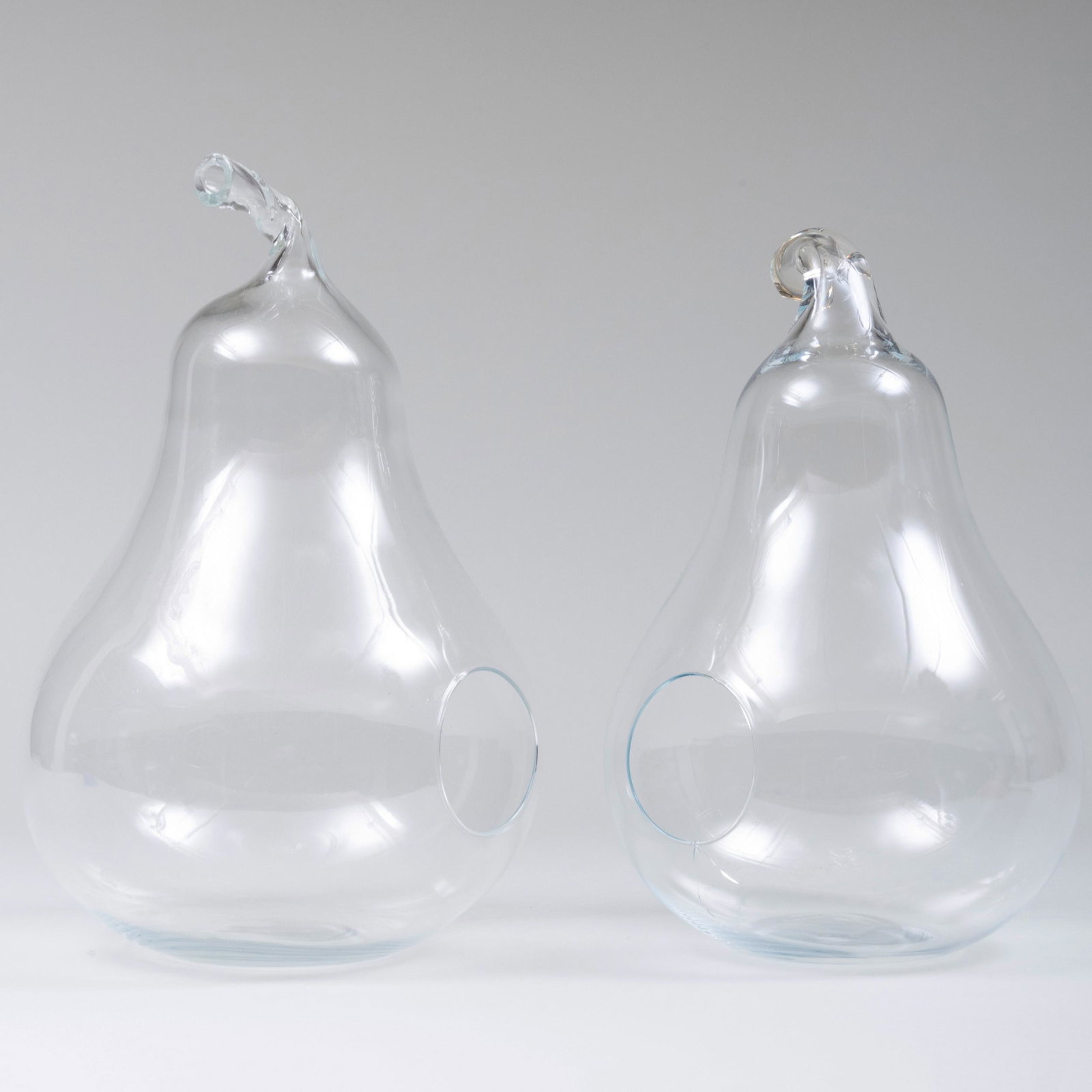 Pair of Glass Pear Form Terrariums: Pair of Glass Pear Form Terrariums 16 1/4 x 9 in. diam.