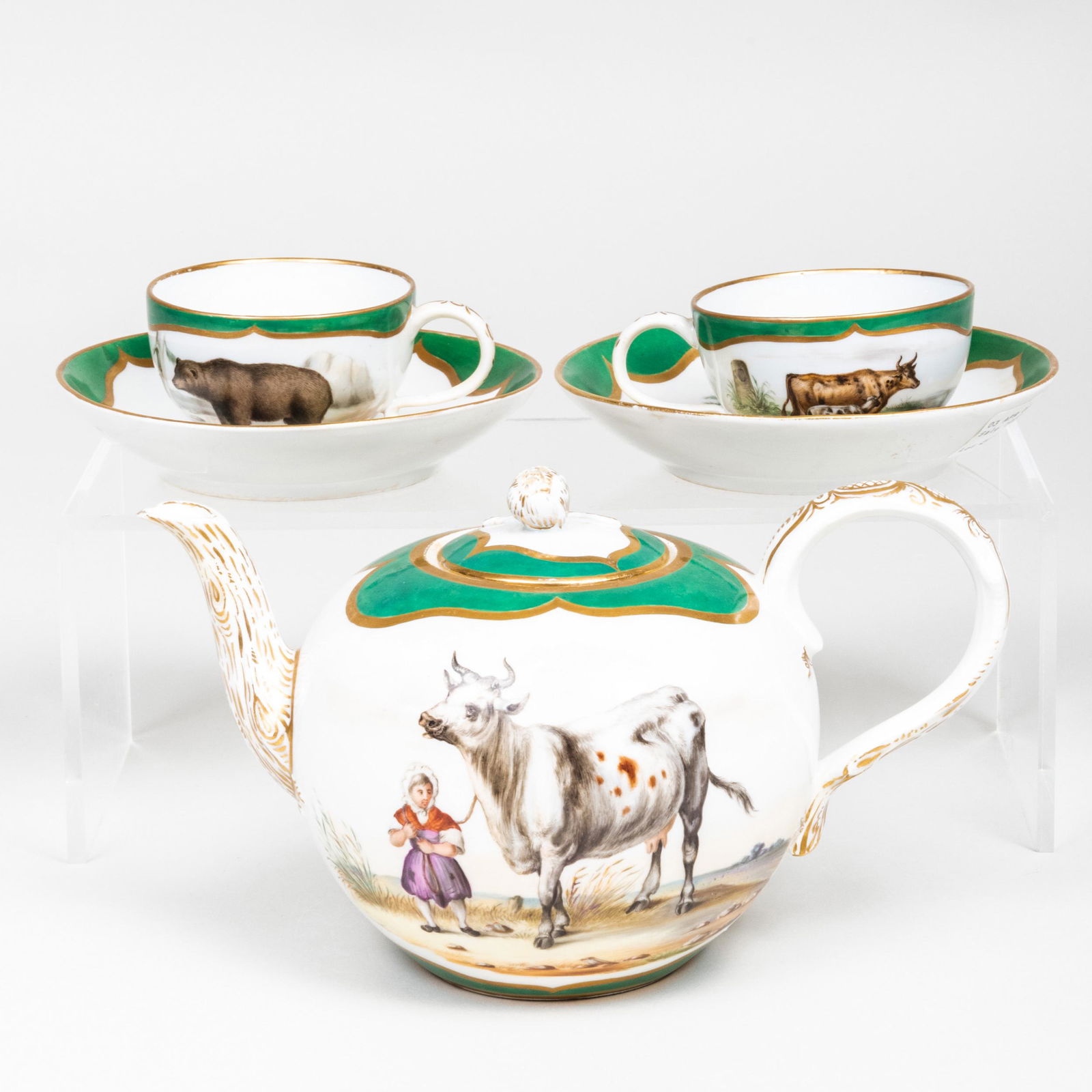 Meissen Outside Decorated Three-Piece Porcelain Tea (1 of 10)