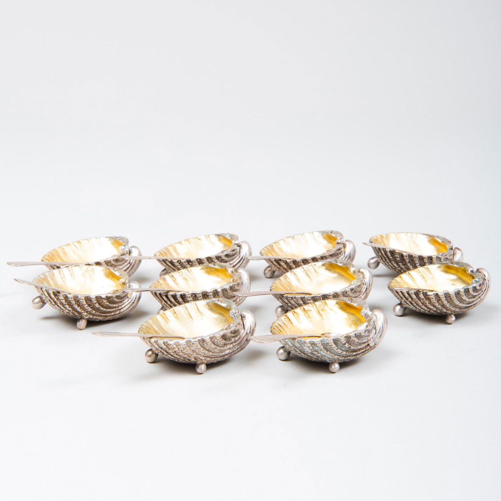 Set of Ten Italian Silver Shell Form Salt Cellars and (1 of 9)