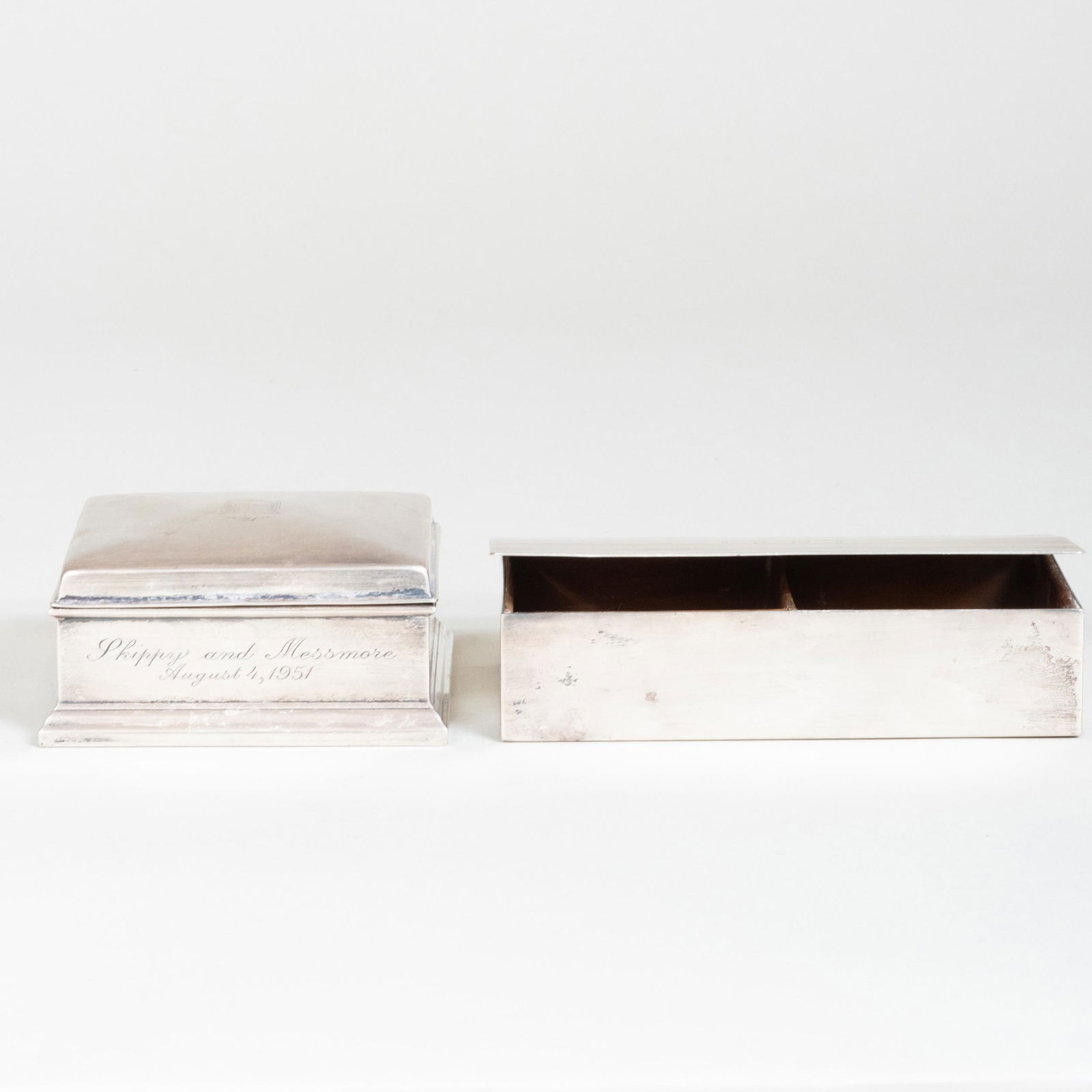Two American Silver Cigarette Boxes (1 of 9)