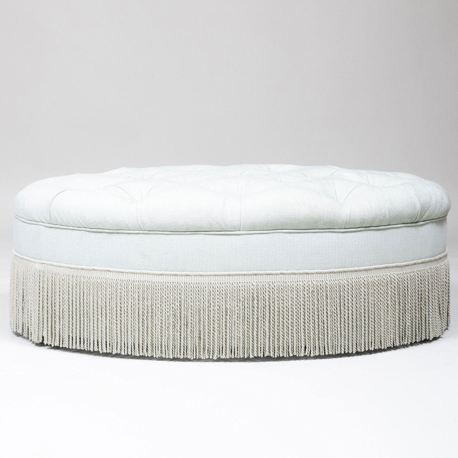 Tufted Green Upholstered Oval Ottoman, Supplied by Mich (1 of 7)