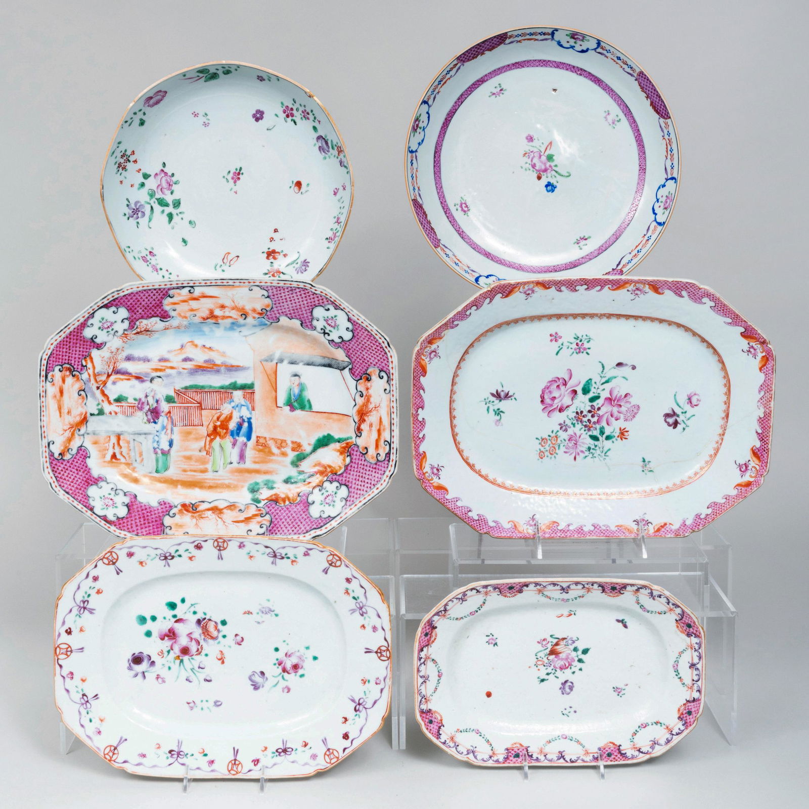 Group of Four Chinese Export Famille Rose Platters and (1 of 5)