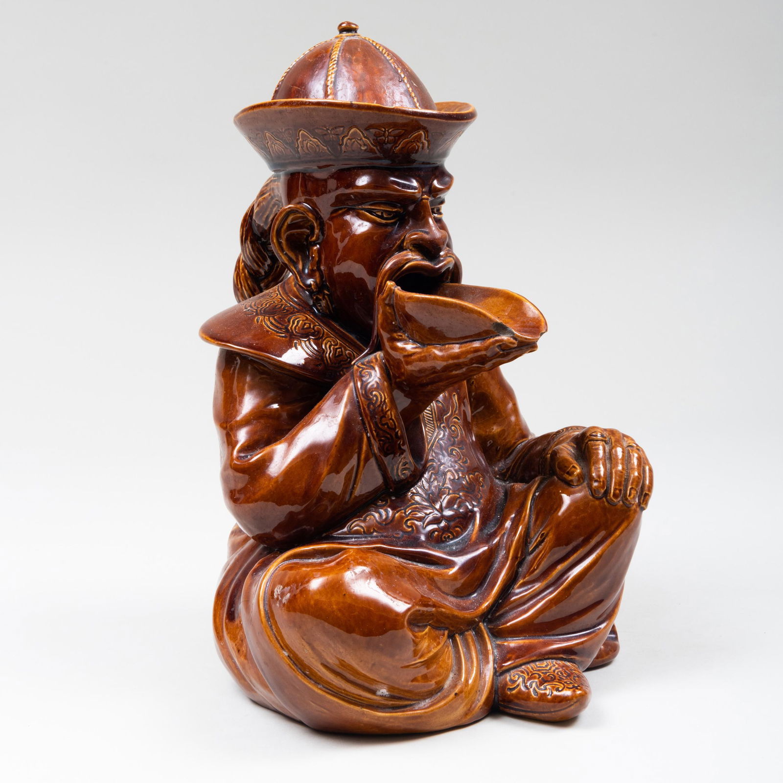 English Brown Glazed Pottery Chinoiserie Pitcher (1 of 9)