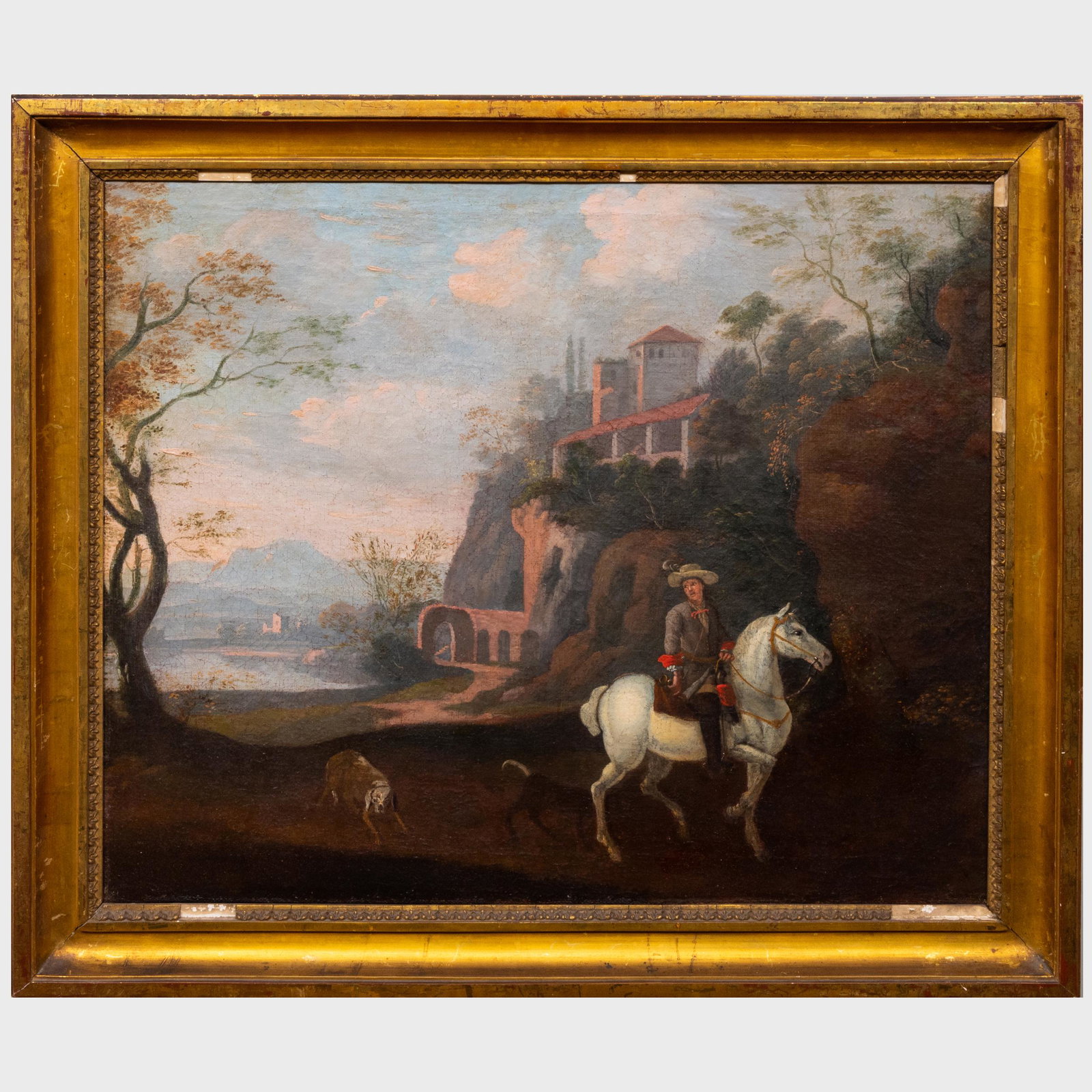 Continental School: On Horseback: Continental School: On Horseback Oil on canvas, unsigned, lined. 19 1/4 x 23 1/4 in., 23 x 27 1/2 in. (frame).