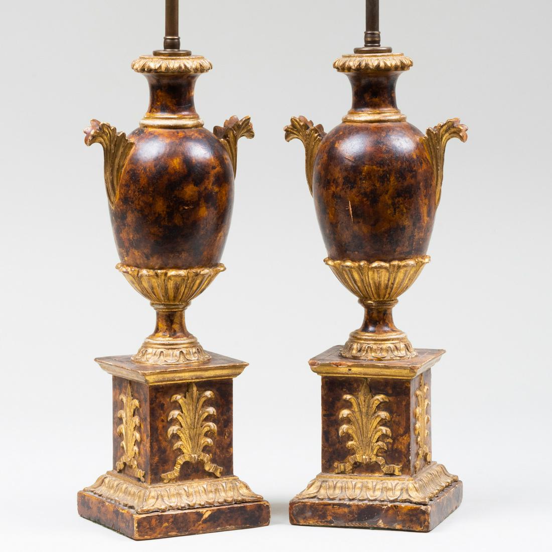 Pair of Faux Painted Marble Urn Form Lamps (1 of 7)