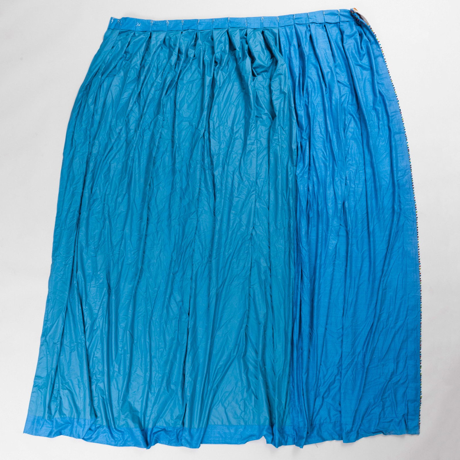 Two Pairs of Blue Linen Curtains with Glass Beading (1 of 13)