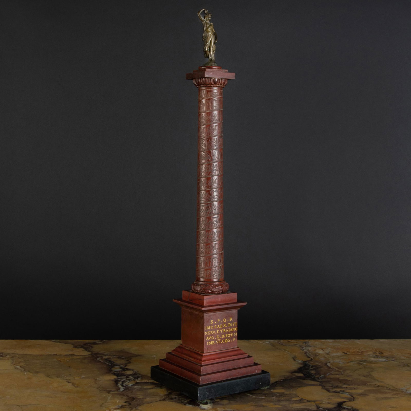 Italian Rouge Royal Marble Model of Trajan's Column, (1 of 9)