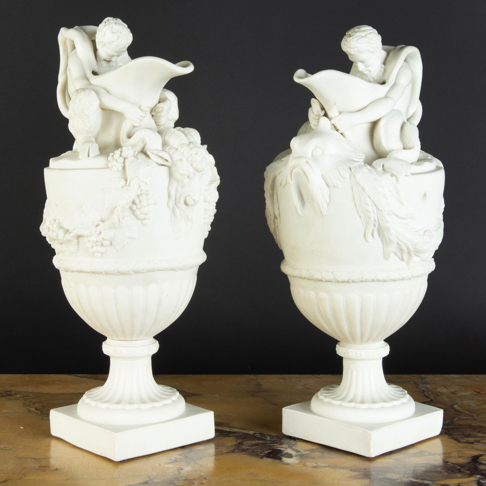 Pair of  T.J. & J. Meyer, Longport Parianware Ewers, (1 of 10)