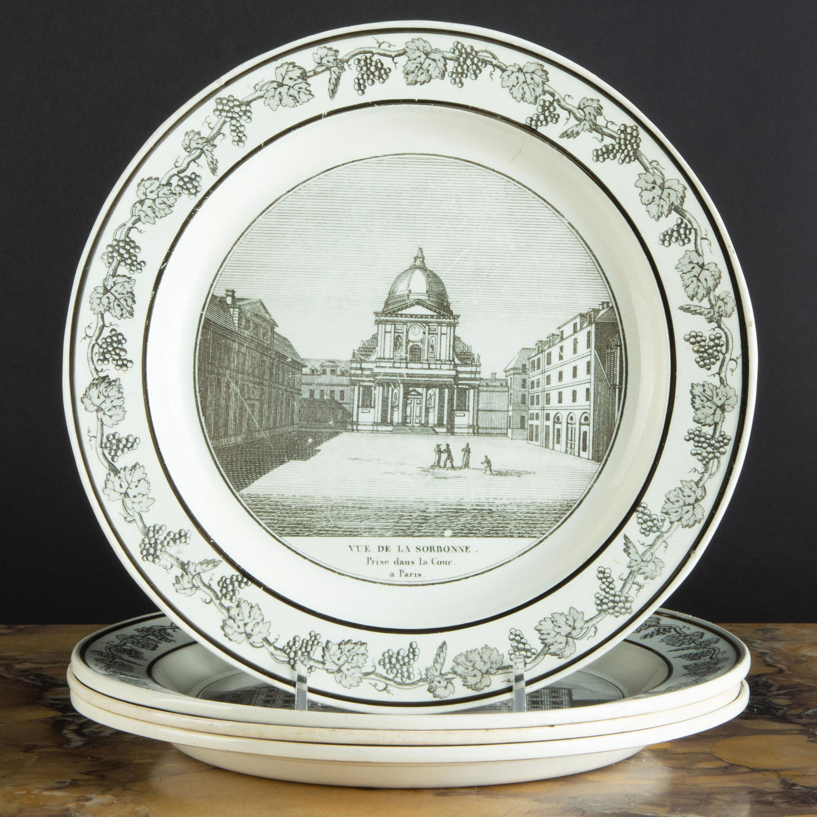 Set of Three French Transfer Printed Creamware Plates (1 of 20)