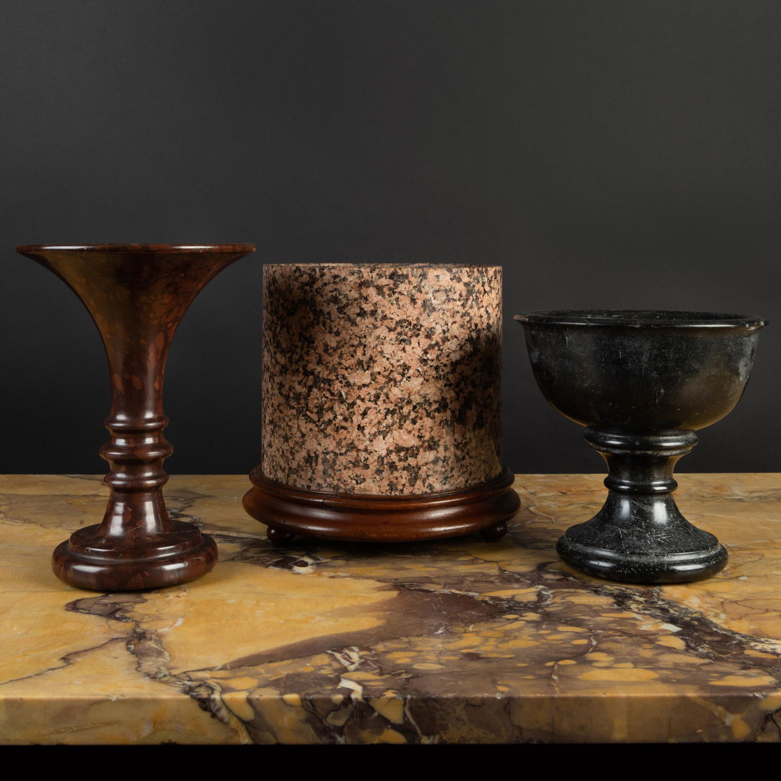 Group of Two Marble and a Granite Vessel (1 of 14)