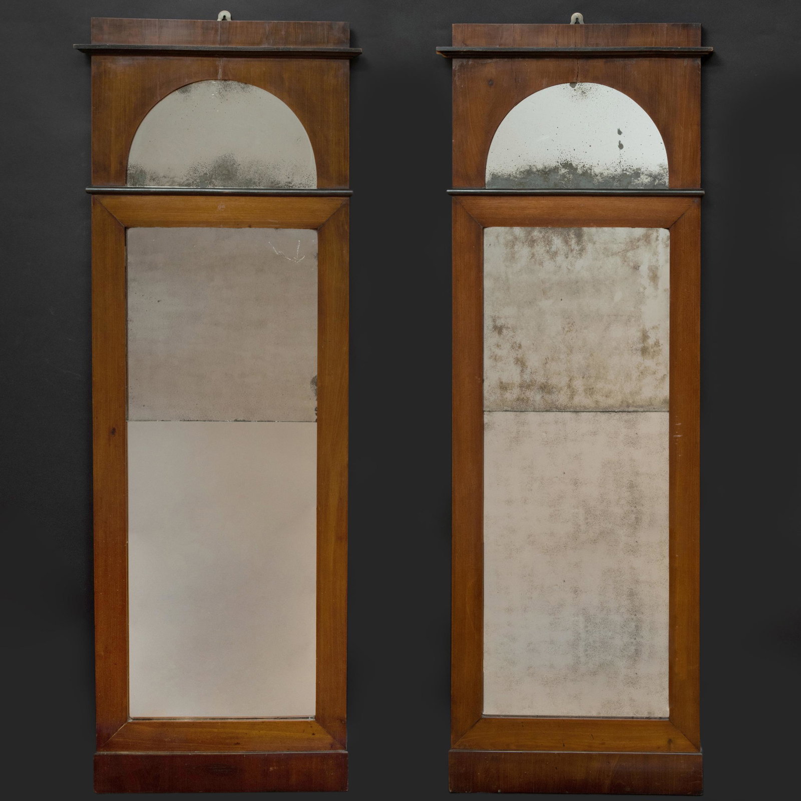 Pair of Danish Neoclassical Mahogany and Ebonized Pier: Pair of Danish Neoclassical Mahogany and Ebonized Pier Mirrors 5 ft. 2 1/2 x 22 1/2 in. The Neoclassicist: Niall Smith