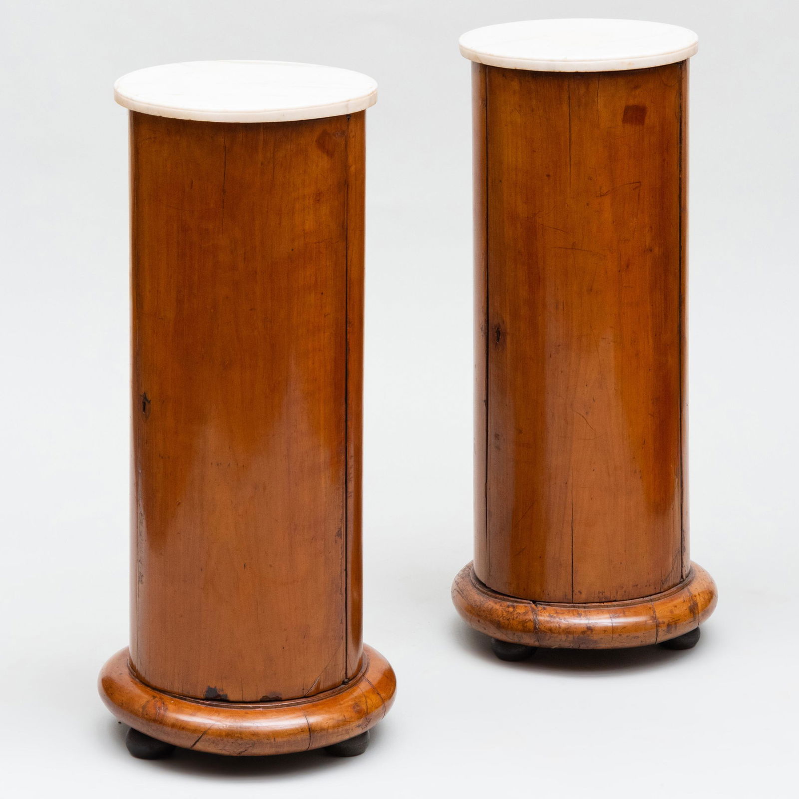 Pair of Biedermeier Cherry and Walnut Columnar Cabinets (1 of 9)