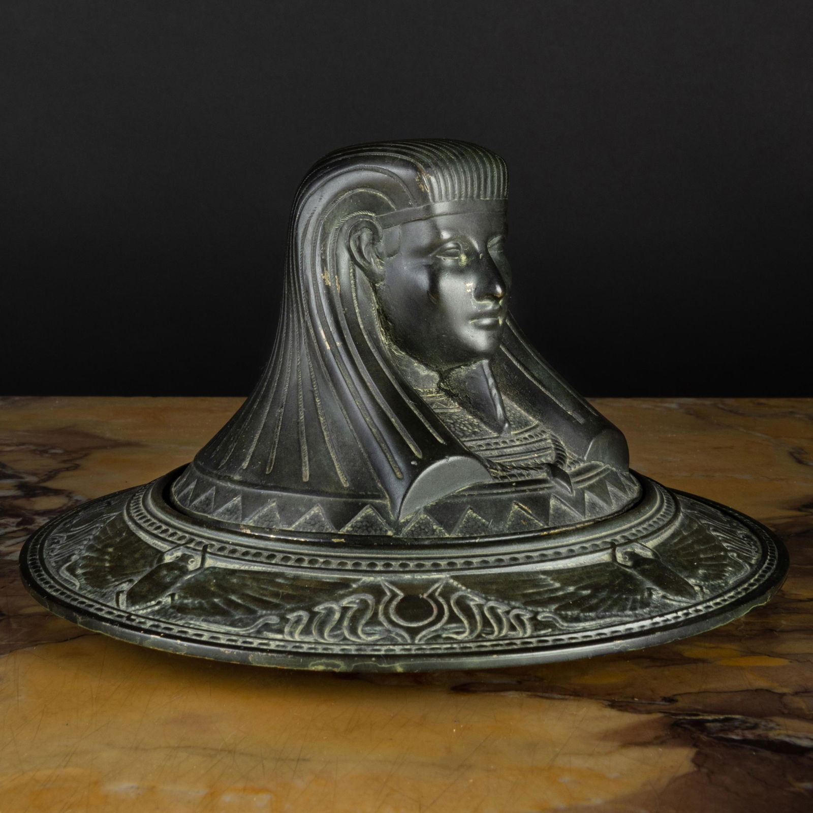 Egyptian Revival Bronze Canopic Form Inkwell (1 of 9)
