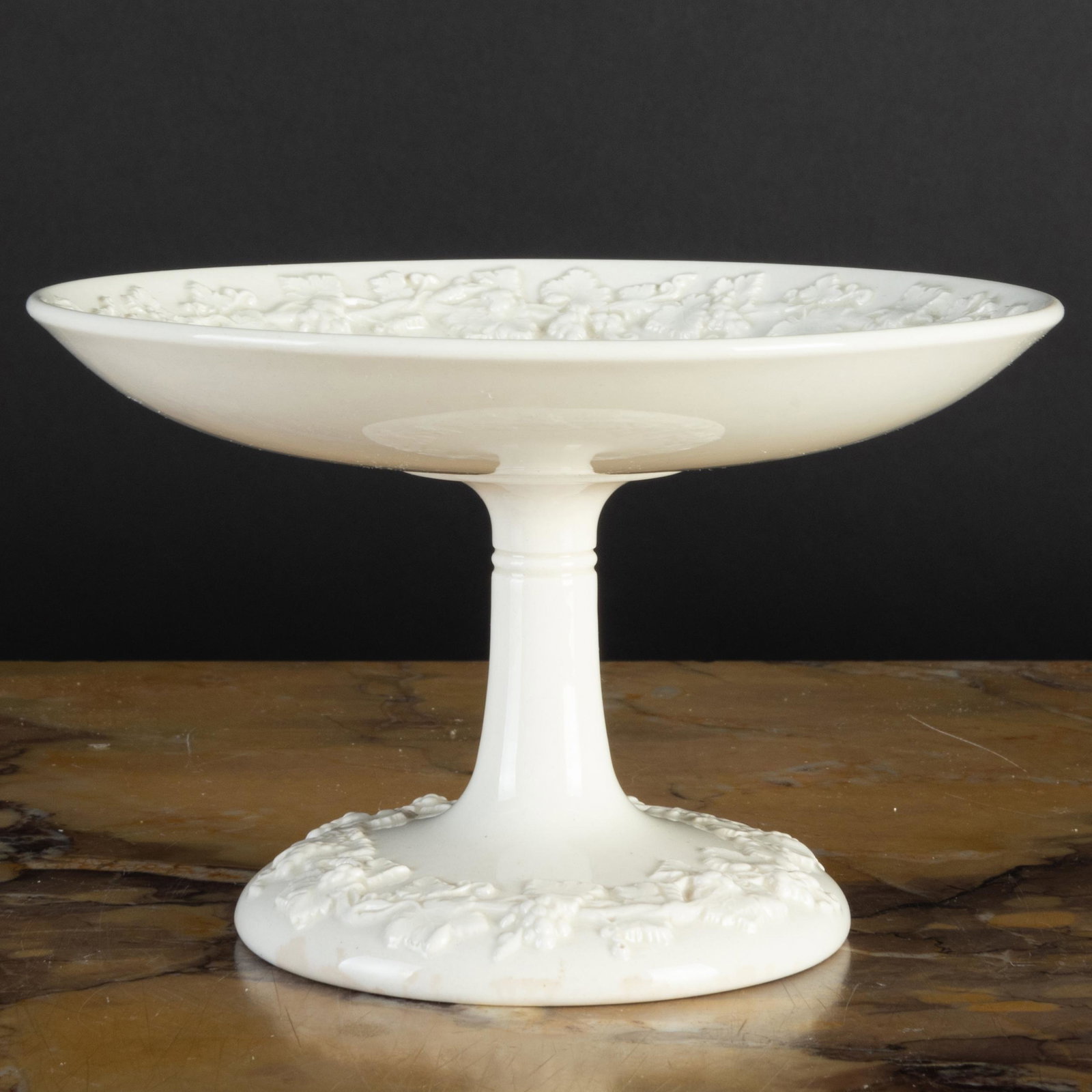 Etruria Wedgwood Creamware Tazza: Etruria Wedgwood Creamware Tazza Green printed and impressed marks. 4 x 6 1/4 in. diam. The Neoclassicist: Niall Smith