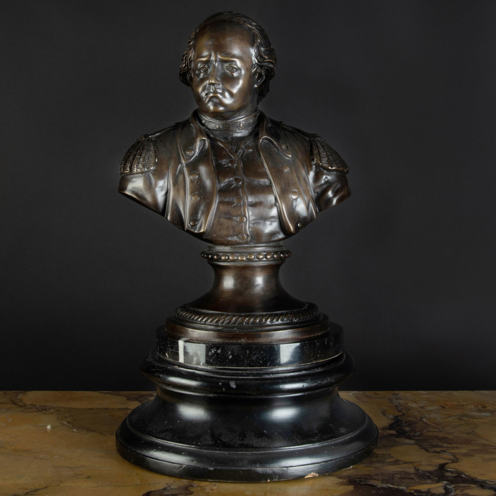 Bronze Portrait Bust of a Military Gentleman on a (1 of 8)