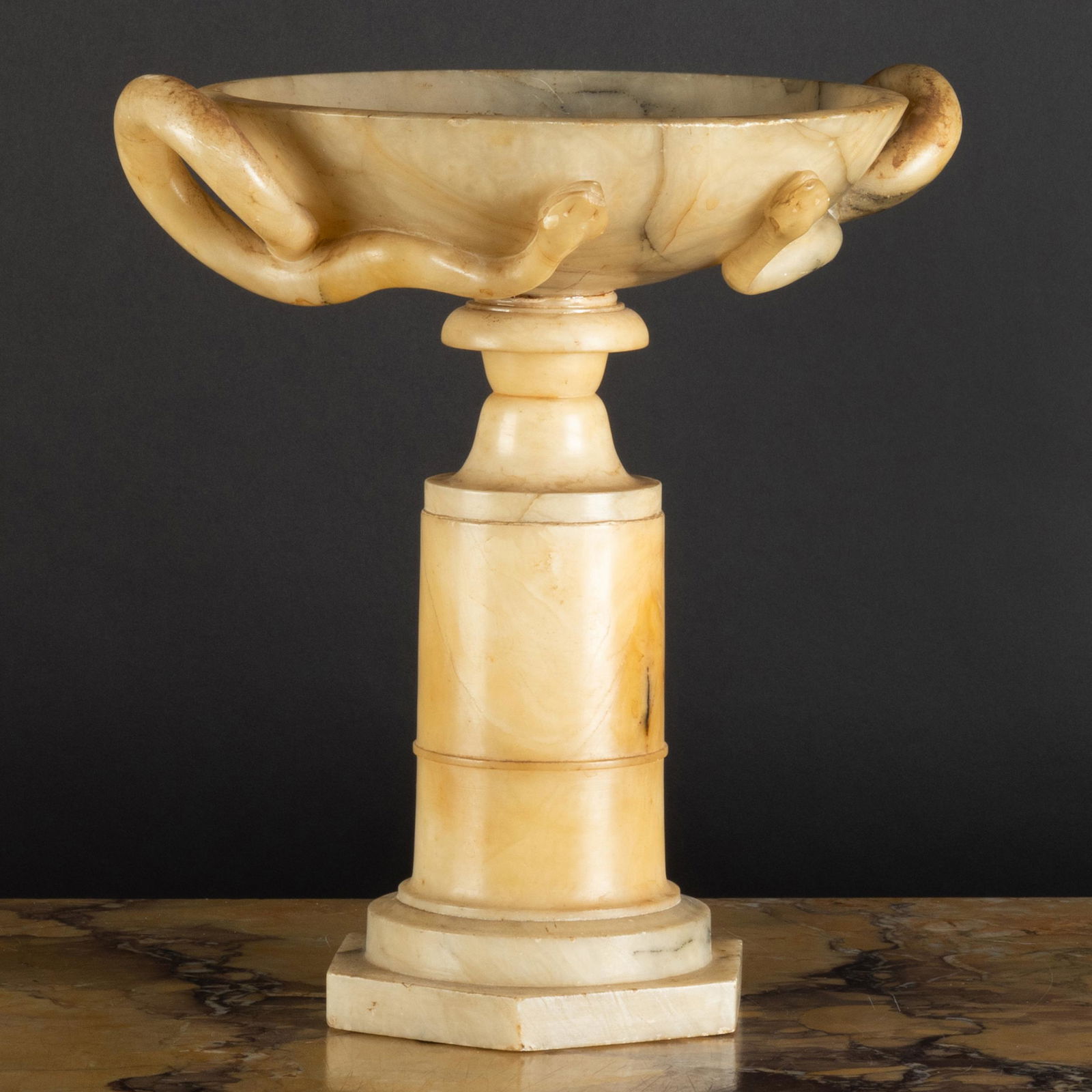 Alabaster Tazza with Snake Handles (1 of 9)