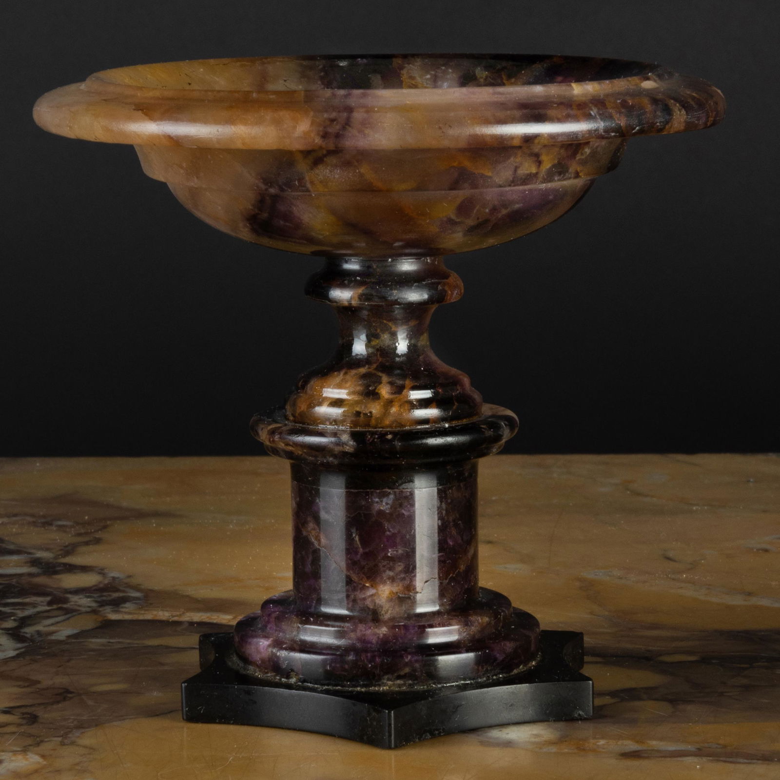 Small Blue John and Black Marble Tazza (1 of 6)