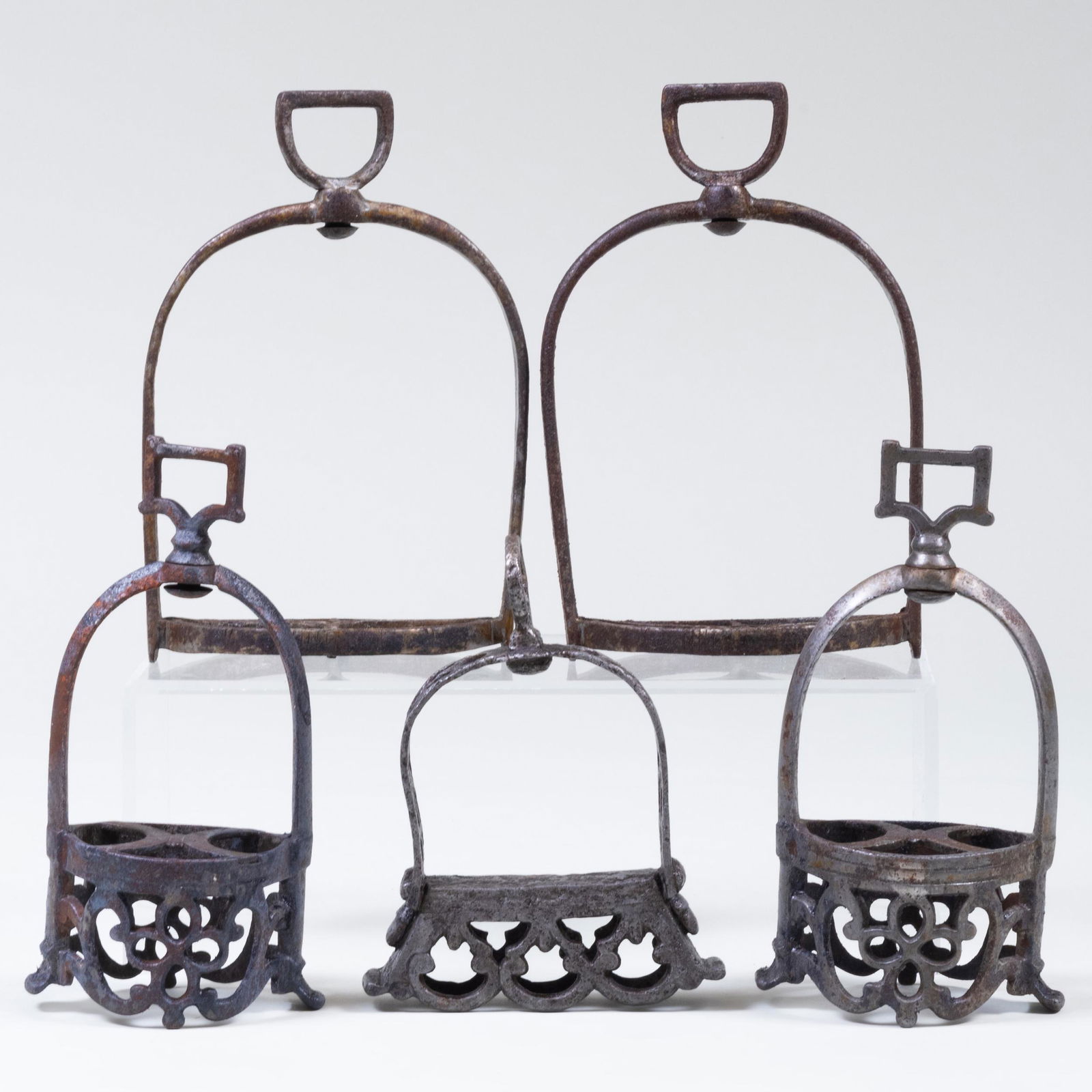 Group of Five Continental Cast Metal Stirrups (1 of 5)
