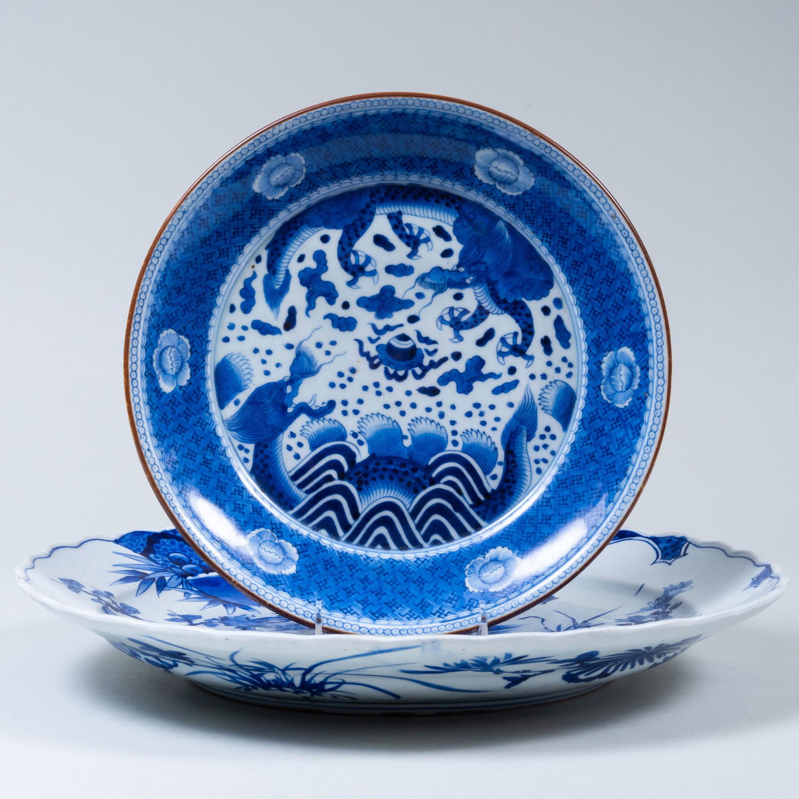 Two Asian Blue and White Porcelain Chargers (1 of 6)