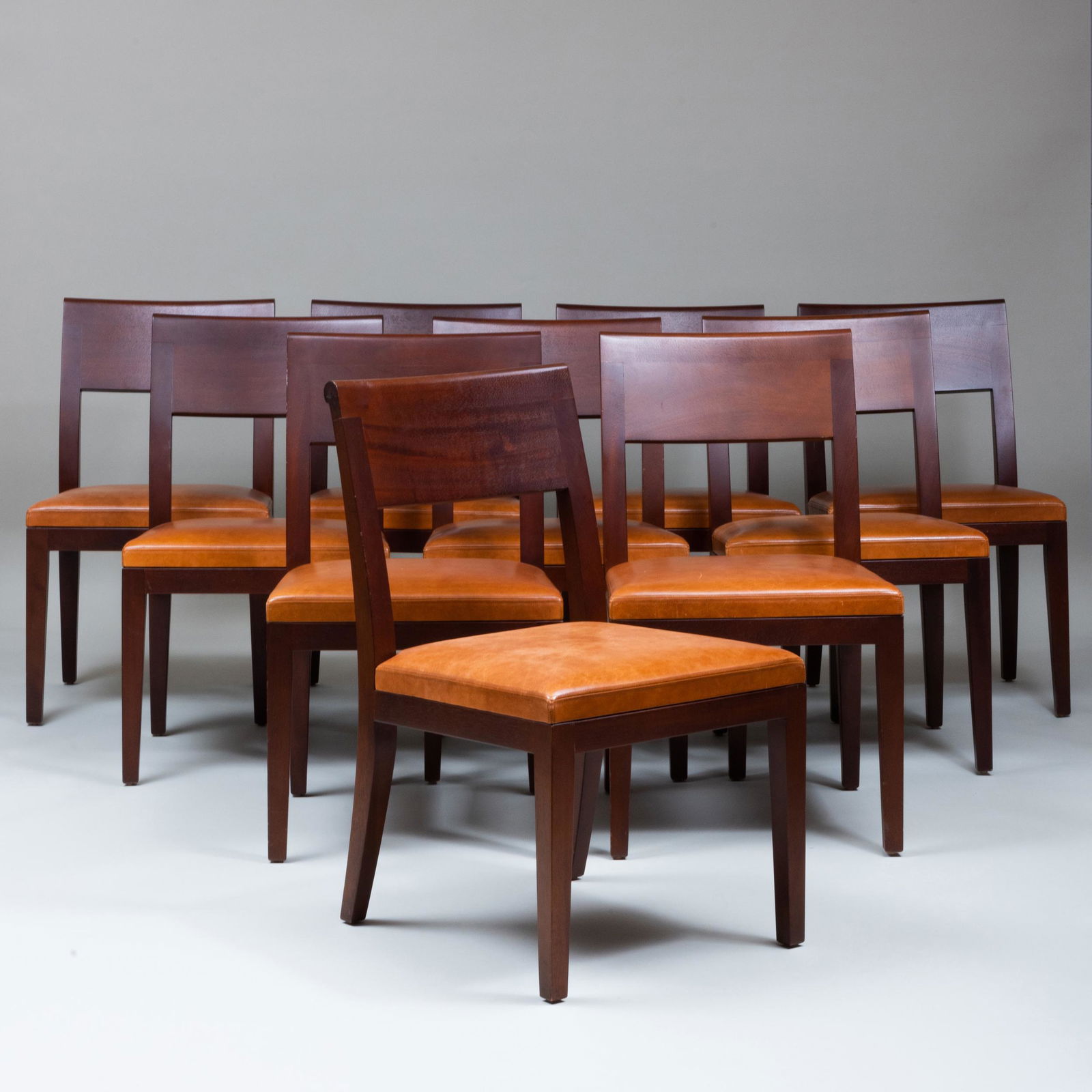 Set of Ten Christian Liaigre Mahogany and Leather Side (1 of 7)