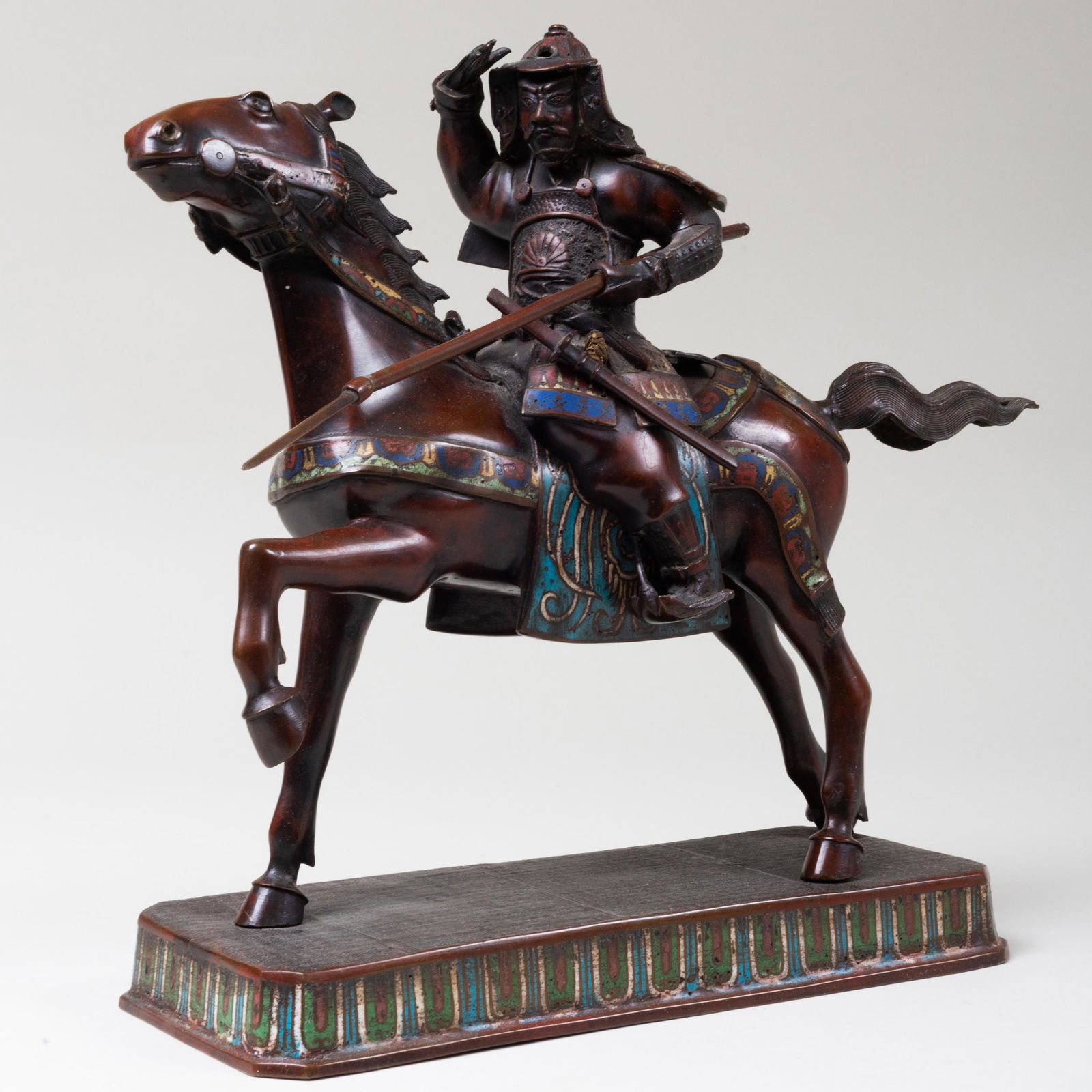 Japanese Bronze and Cloisonne Enamel Figure of a (1 of 7)