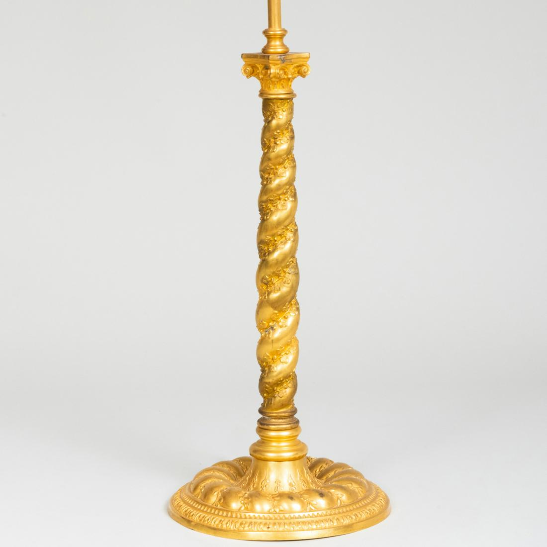Rococo Style Gilt-Metal Columnar Table Lamp, in the Man (1 of 5)