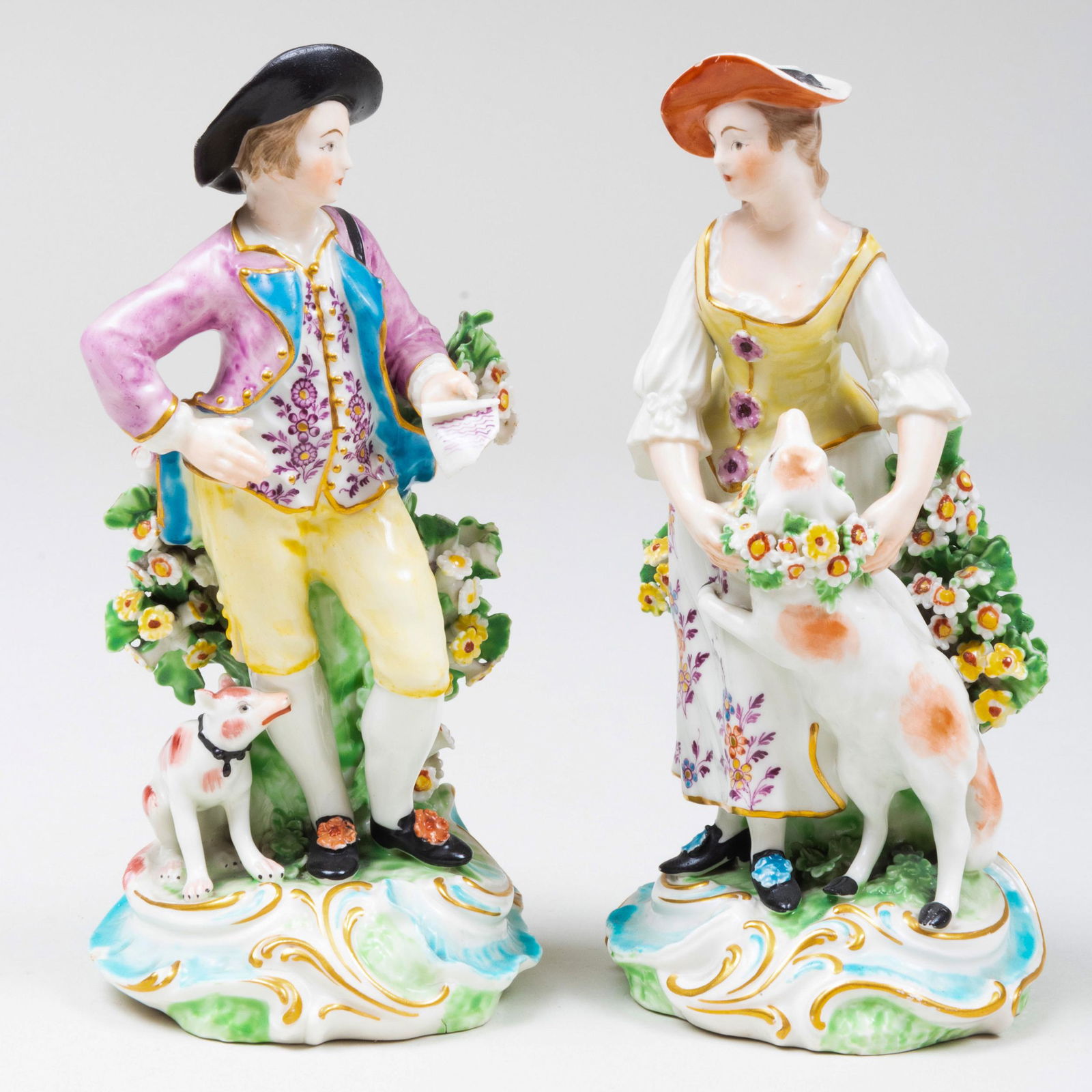 Pair of Chelsea-Derby Porcelain Figural Groups of (1 of 12)