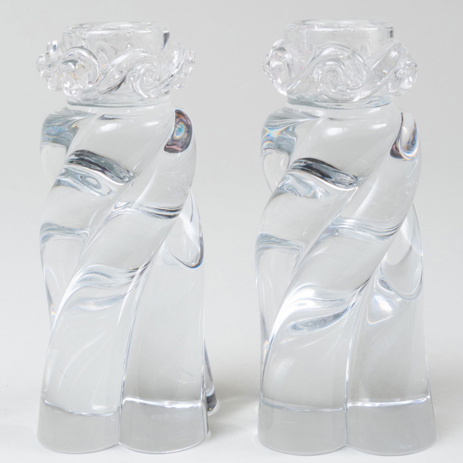Pair of Baccarat Glass Tassel Form Candlesticks (1 of 9)