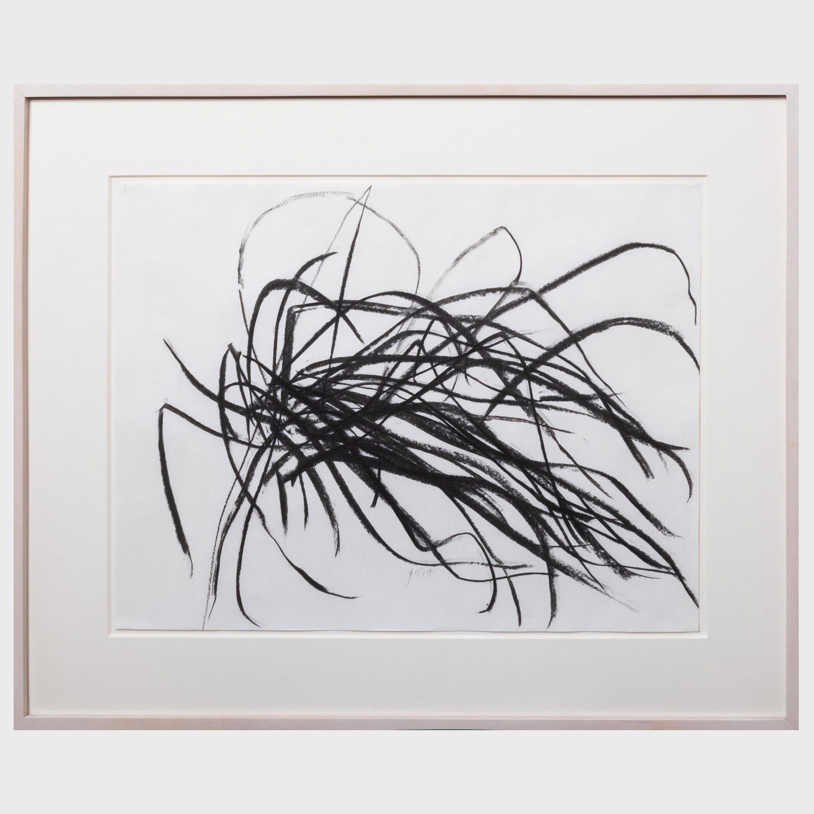 Susan Hartnett (b. 1940): August 5, '92 #2: Susan Hartnett (b. 1940): August 5, '92 #2 Charcoal on paper, 1992, signed 'Hartnett' lower center, with label from Danese, NY. 18 x 23 3/4 in. (sheet), 26 x 31 3/4 in. (frame).