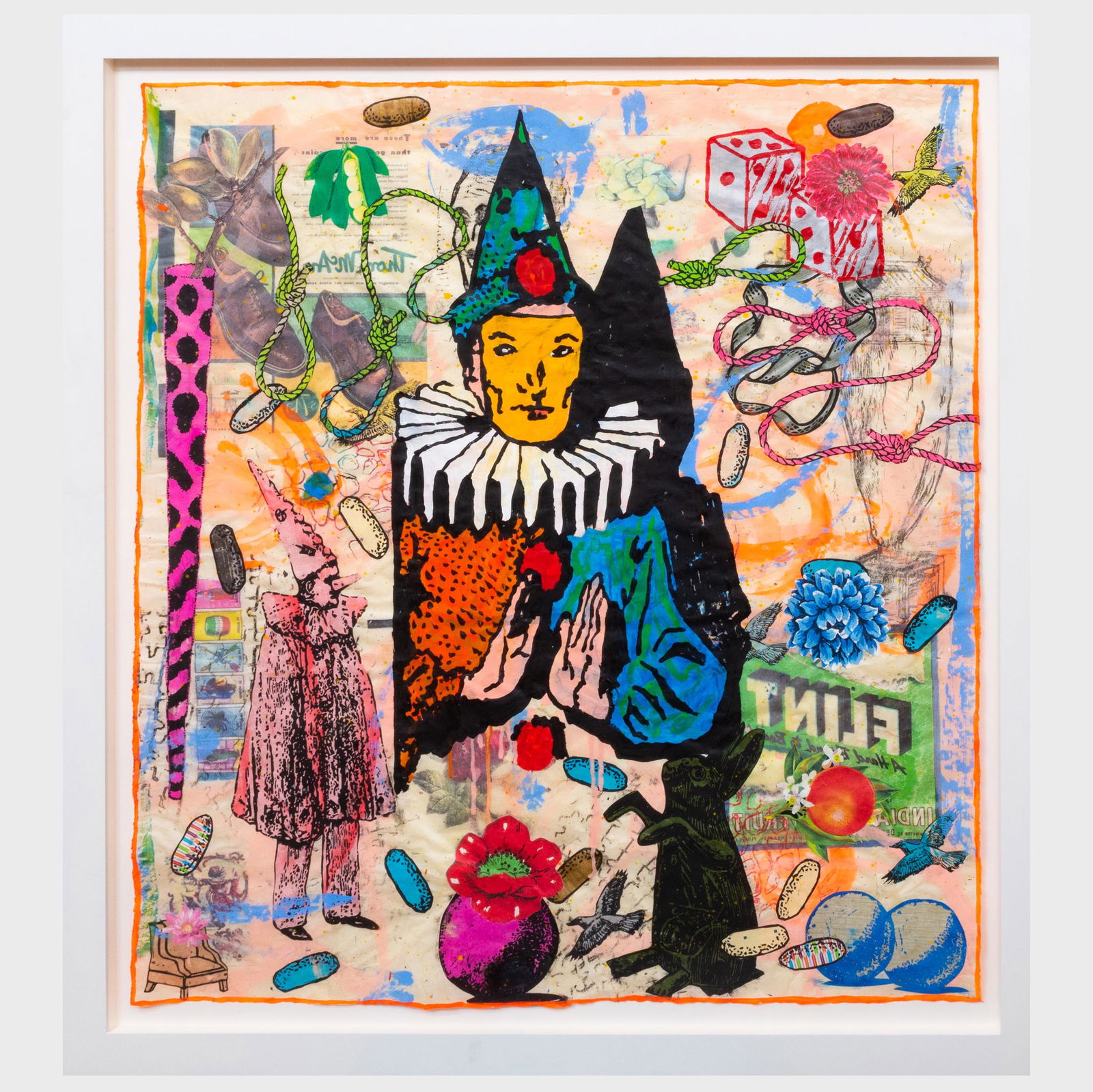 Jane Hammond (b. 1950): Entertainer: Jane Hammond (b. 1950): Entertainer Mixed media on paper, 1995, signed 'Jane Hammond', titled and dated on the reverse. 36 x 32 in. (sheet), 41 1/2 x 38 1/2 in. (frame).