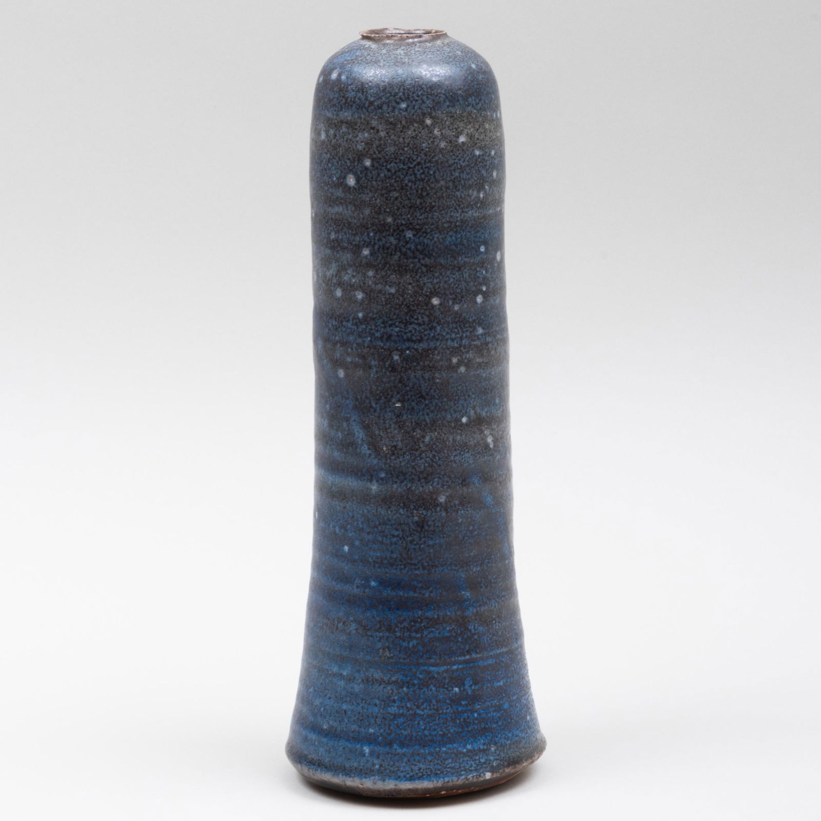 Karen Karnes Blue Glazed Earthenware Cylindrical Vase (1 of 7)