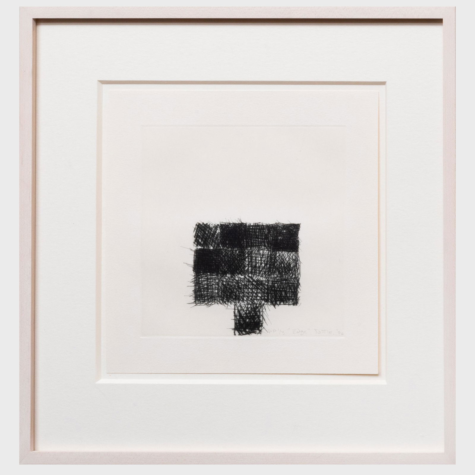 Richard Tuttle (b. 1941): Edge: Richard Tuttle (b. 1941): Edge Etching in black on wove paper, 1996, signed, titled and dated in pencil, numbered PP1/3. 8 x 8 in. (sheet), 13 x 13 in. (frame). Property from the Collection of Tom Lev