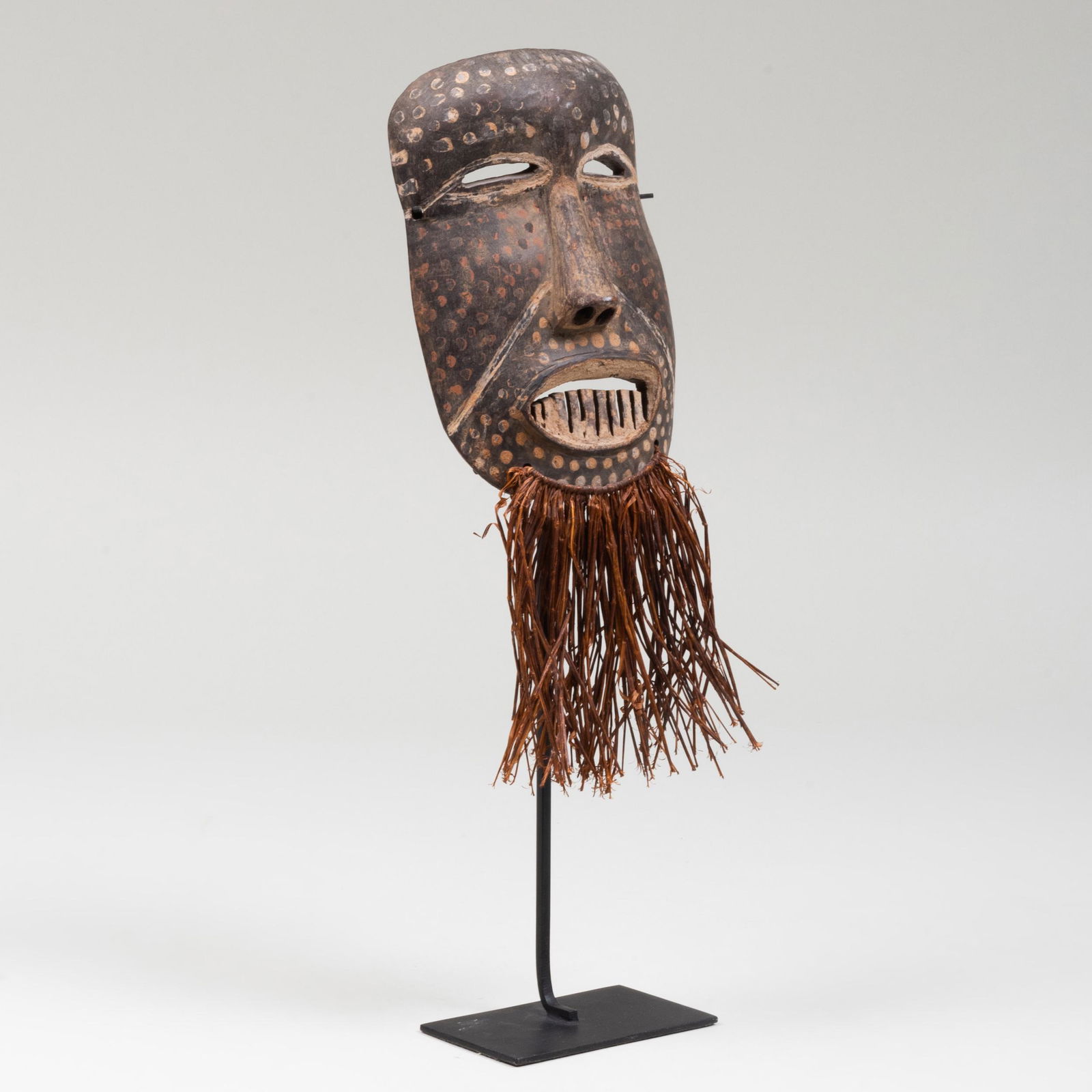 Bini Ndaaki Painted Wood and Reed Mask, Nigeria (1 of 6)
