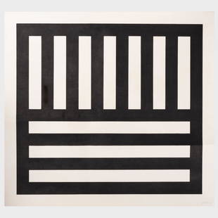 Sol Lewitt (1928-2007): Black Bands in Two Directions: Sol Lewitt (1928-2007): Black Bands in Two Directions Woodcut in black on heavy paper, 1990, signed and numbered 42/75 in pencil. 32 x 34 in. (sheet), unframed. Property from the Collection of Tom Lev