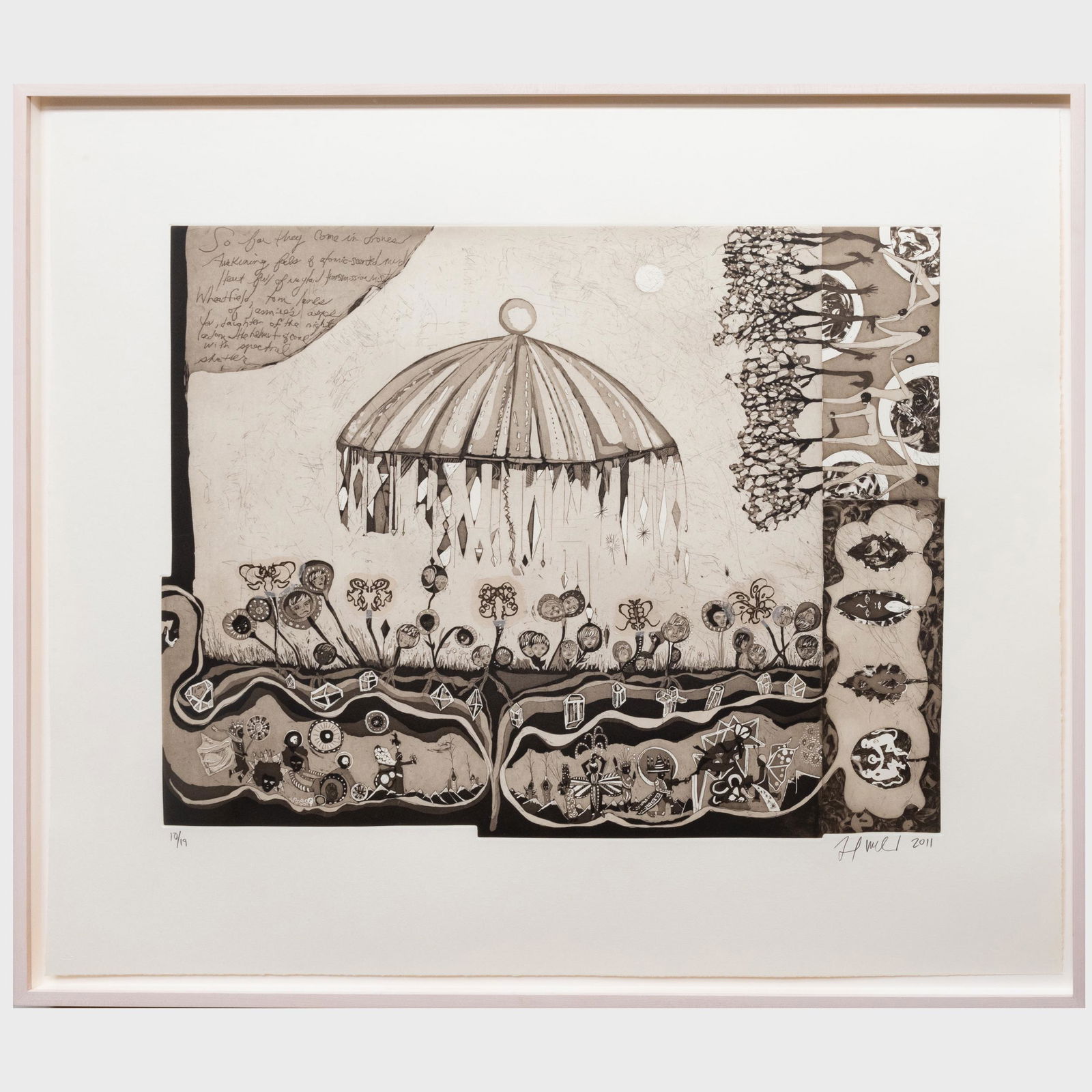 Zachary Wollard (b. 1974): Between Gold Sun: Zachary Wollard (b. 1974): Between Gold Sun Etching in black on Chine collé and Hannemuhle, 2011, signed, dated and numbered 10/19 in pencil. 33 1/2 x 39 1/2 in. (sheet), 36 x 42 in. (frame). Propert