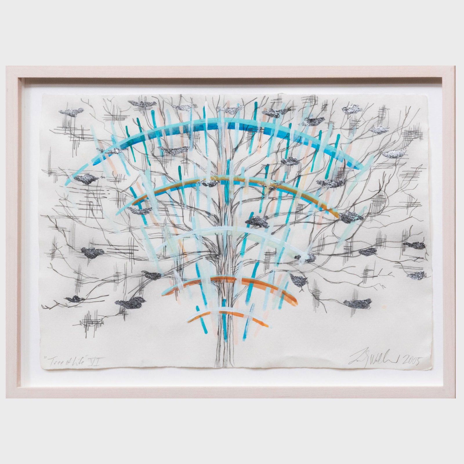 Zachary Wollard (b. 1974): Tree of Life VI: Zachary Wollard (b. 1974): Tree of Life VI Pencil, watercolor and silver paint on paper, 2005, signed 'Zachary Wollard' and dated lower right, titled lower left. 8 x 11 3/4 in. (sheet), 9 3/4 x 13 1/4