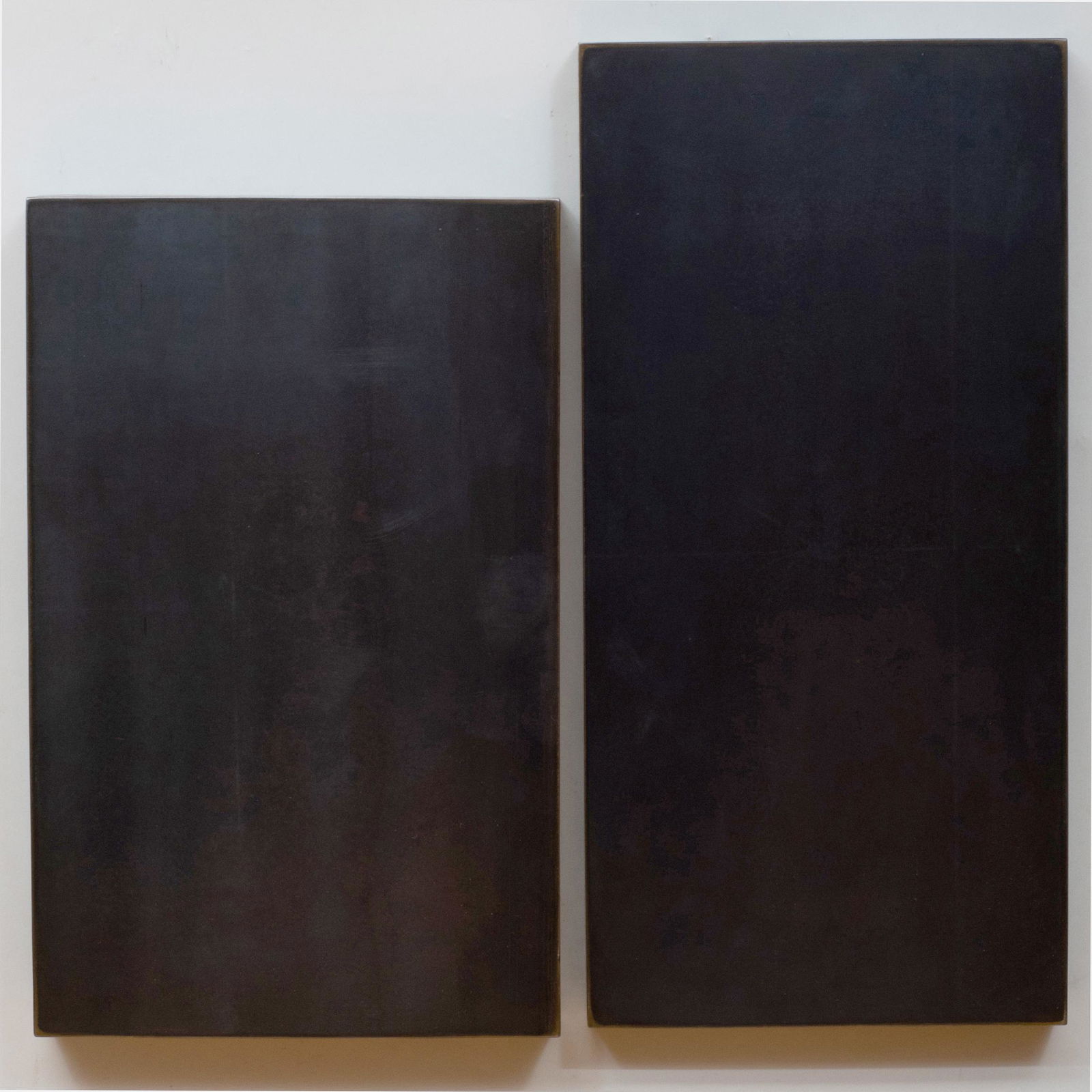 Julia Mangold (b. 1966): O.T. 2.1.01: Julia Mangold (b. 1966): O.T. 2.1.01 Steel, 2001, both parts signed 'Julia Mangold', titled and dated on the reverse. 18 1/2 x 9 in. and 15 3/4 x 10 in. Property from the Collection of Tom Levine