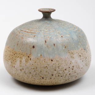 Studio Pottery Glazed Earthenware Vase: Studio Pottery Glazed Earthenware Vase Indistinctly marked. 4 1/4 x 5 1/4 in. diam. Property from the Collection of Tom Levine