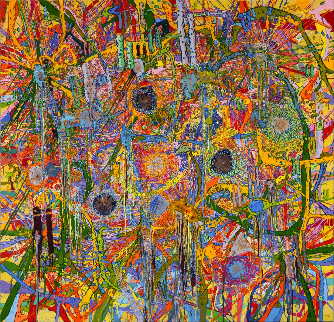 Giles Lyon (b. 1967): Tuesday: Giles Lyon (b. 1967): Tuesday Acrylic on canvas, 2002, signed 'Giles Lyon', titled and dated on the reverse, with label from Feigen Contemporary, NY. 70 x 74 in., unframed. A Contemporary Vision: Work