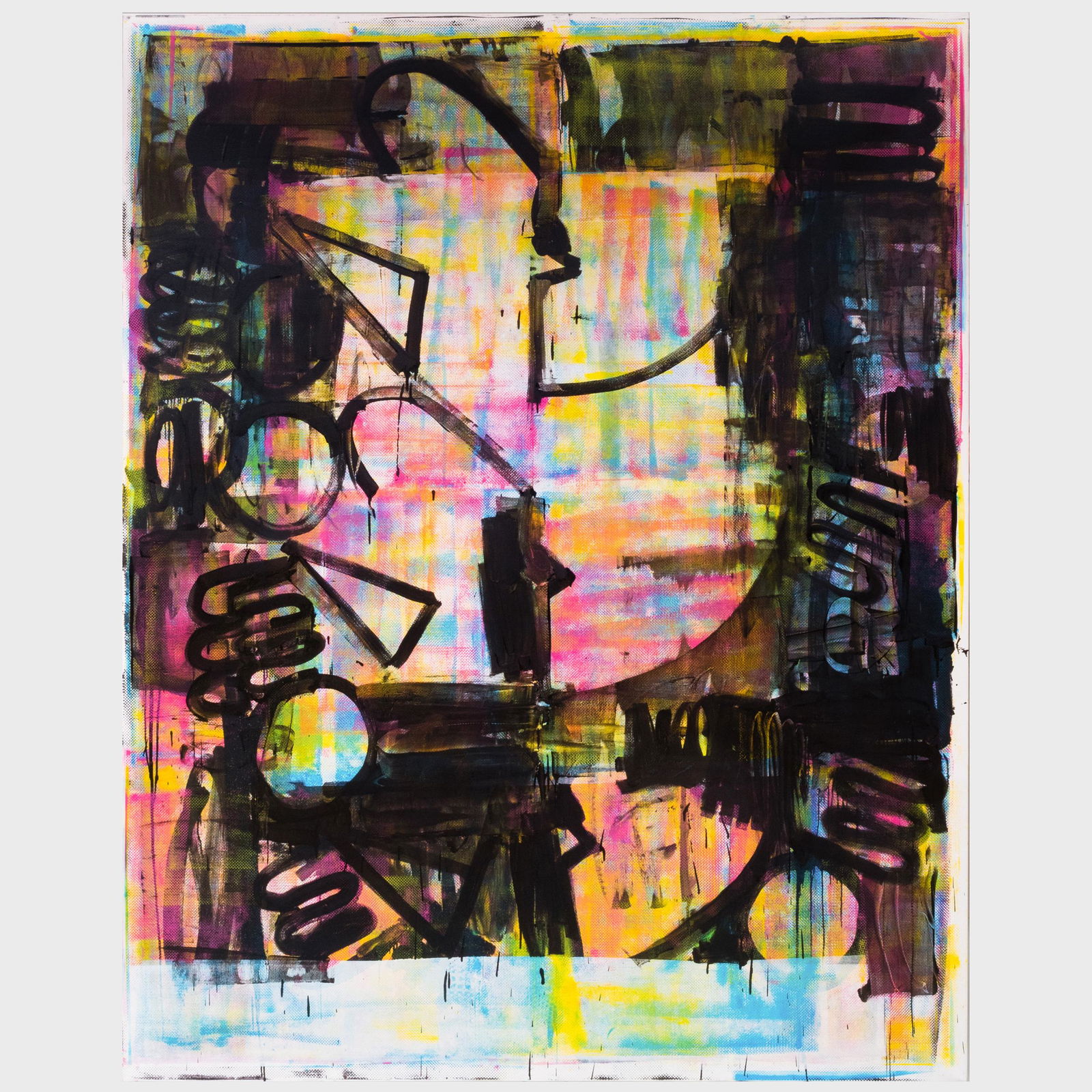 Stuart Cumberland (b. 1970): CMYK-24-1SML: Stuart Cumberland (b. 1970): CMYK-24-1SML Oil and alkyd on linen, 2009, signed 'Stuart Cumberland', dated and inscribed 'New Cross, London' on the reverse. 95 x 75 in., unframed. A Contemporary Vision