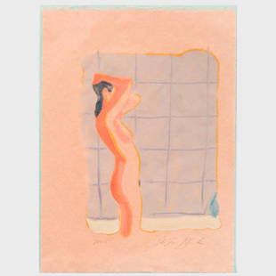 Sebastian Blanck (b. 1976): Untitled: Sebastian Blanck (b. 1976): Untitled Gouache on pink paper, 2005, signed 'Sebastian Blanck' and dated at bottom. 13 x 9 1/2 in. (sheet), unframed. A Contemporary Vision: Works from the Melva Buc