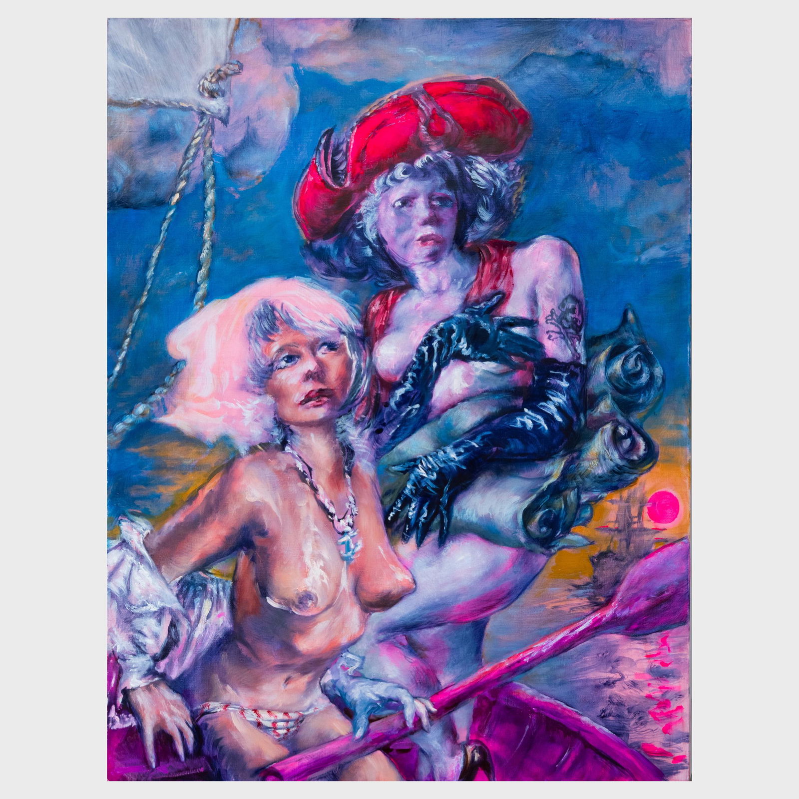 Don Doe (b. 1963): Boatswain and the Officer: Don Doe (b. 1963): Boatswain and the Officer Oil on canvas, 2011, signed 'Don Doe', titled and dated on the reverse, with label from Morgan Lehman, NY. 40 x 30 in., unframed. A Contemporary Vision: Wo