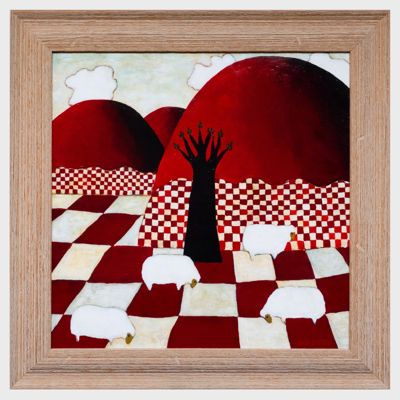 Ann White: Round Valley: Ann White: Round Valley Acrylic on canvas, signed 'Ann White' and dated on the stretcher, with label from Ann Korologos Gallery, CO. 23 x 23 in., 29 x 29 in. (frame). A Contemporary Vision: Works from