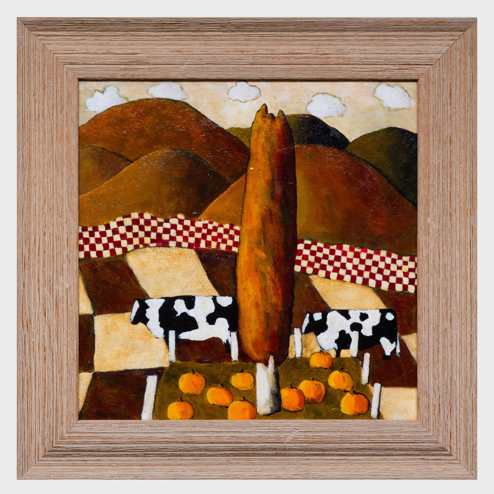 Ann White: Keep Out: Ann White: Keep Out Acrylic on canvas, 2000, signed 'Ann White', titled and dated on the stretcher, with label from Ann Korologos Gallery, CO. 18 x 18 in., 24 x 24 in. (frame). A Contemporary Vision: 