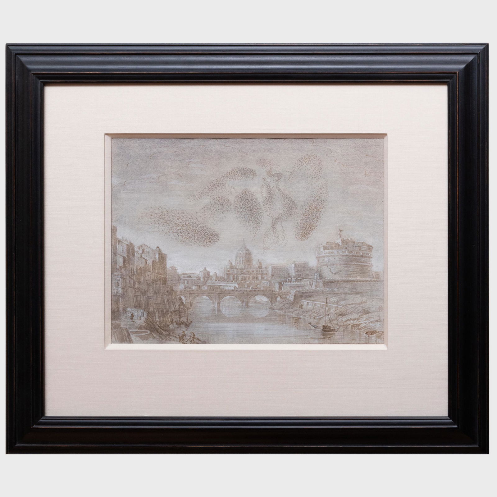 Laurent Grasso (b. 1972): Drawing from the series: Laurent Grasso (b. 1972): Drawing from the series "Studies from the Past", preparatory drawing Ink and watercolor on paper, 2009, unsigned, with label from Sean Kelly Gallery, NY. 9 5/8 x 13 7/8 in. (