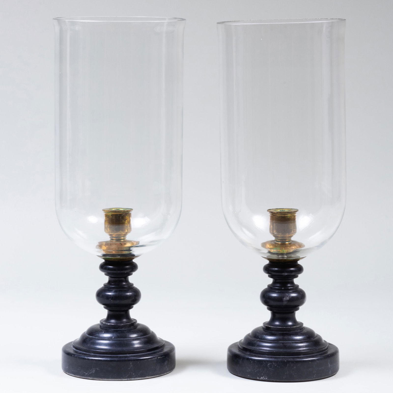 Pair of Black Marble and Glass Photophores (1 of 4)