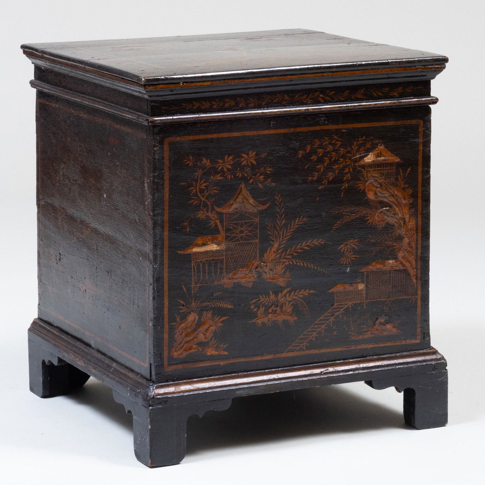George III Style Black Japanned Cellarette (1 of 8)