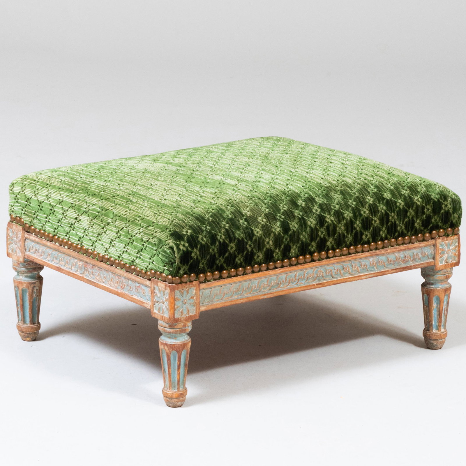 Louis XVI Painted and Parcel-Gilt Tabouret: Louis XVI Painted and Parcel-Gilt Tabouret 8 x 16 x 13 1/2 in. Property from the Collection of Peter van Hattum and Harold Simmons