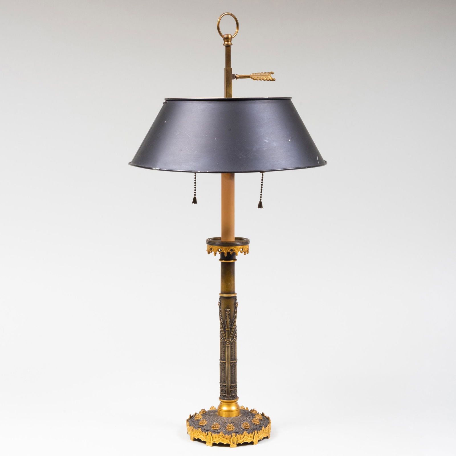 Gothic Style Bronze Columnar Form Candlestick Lamp with (1 of 6)