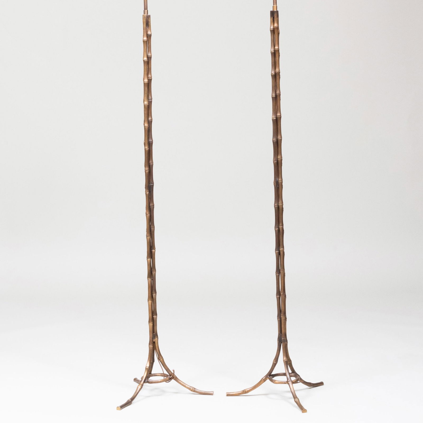 Pair of Faux Bamboo Bronze Floor Lamps (1 of 4)